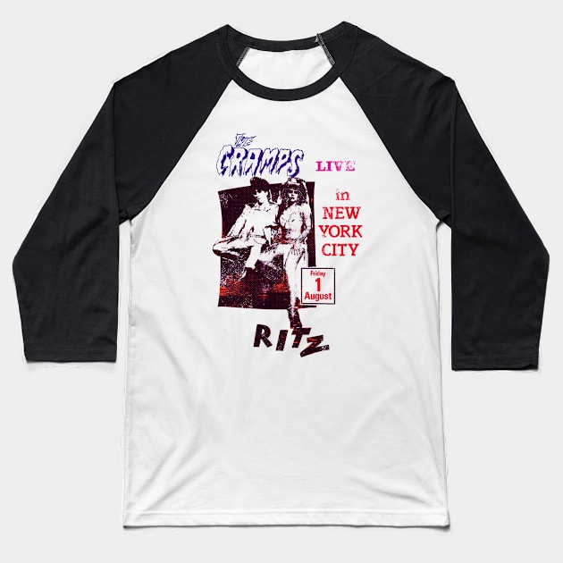 The Cramps Live in New York Baseball T-Shirt by HAPPY TRIP PRESS